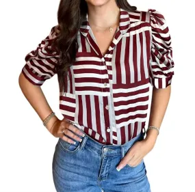Adrienne - Adia Puff Sleeve Button Down Blouse