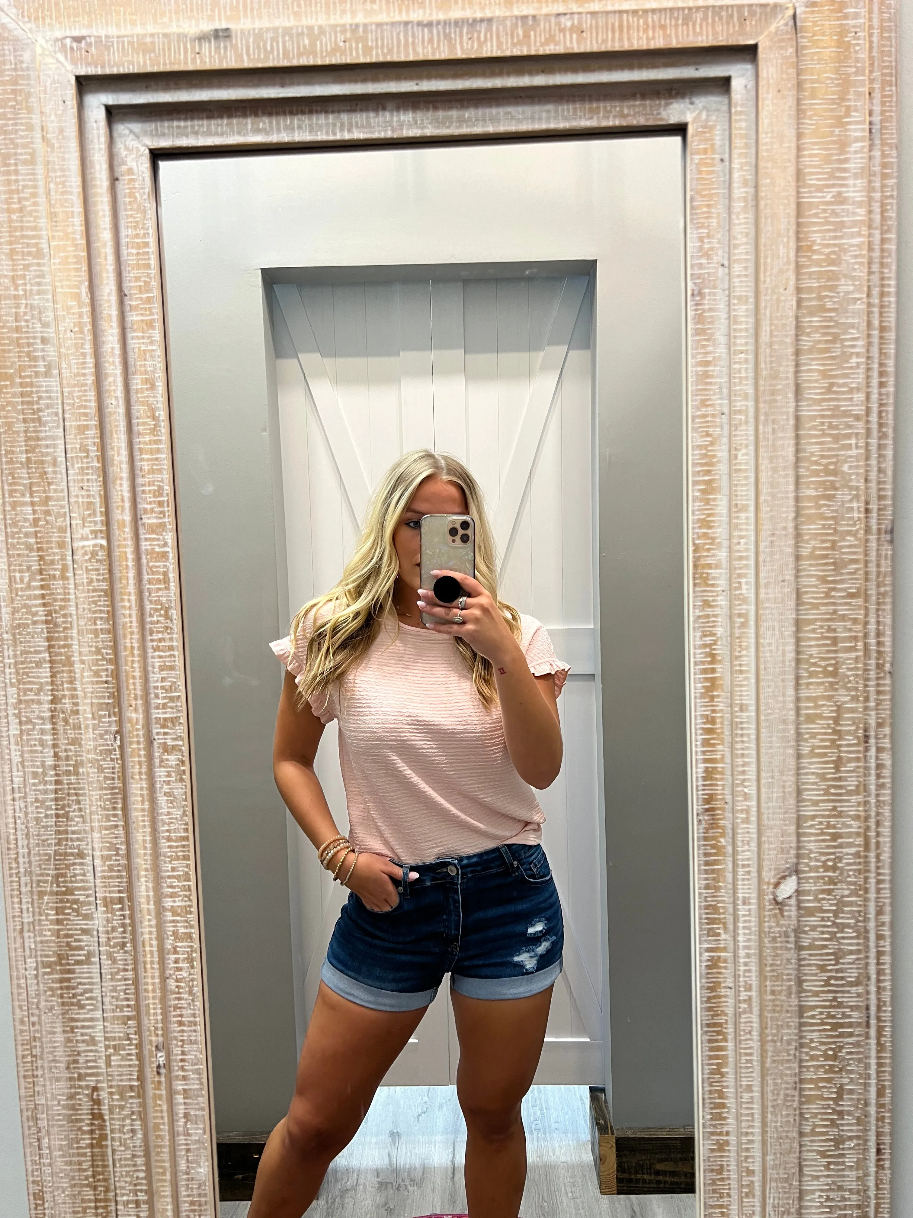 MACI Cuffed Distressed Denim Shorts