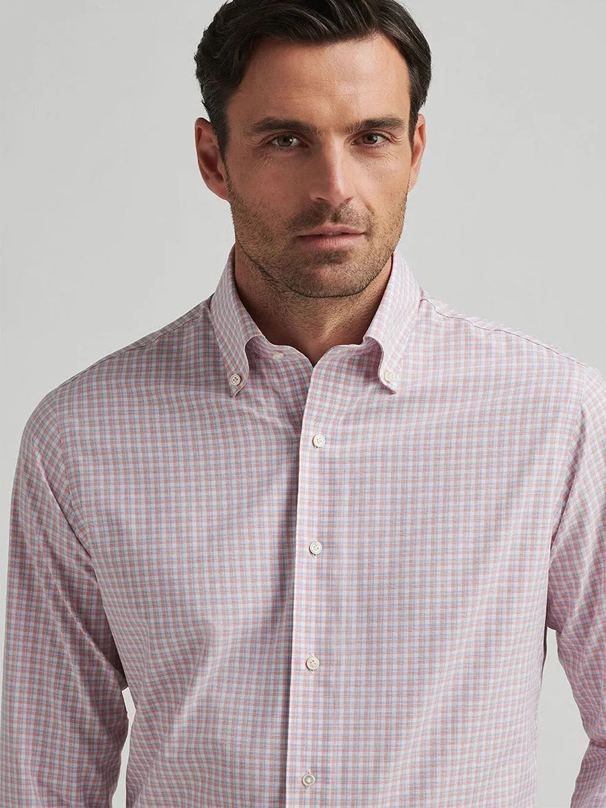 Peter Millar Mingus Performance Poplin Sport Shirt in Pink Crepe