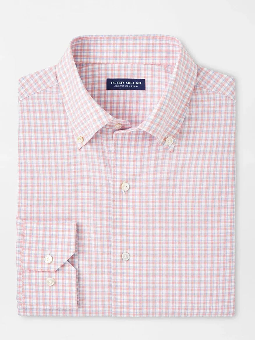Peter Millar Mingus Performance Poplin Sport Shirt in Pink Crepe
