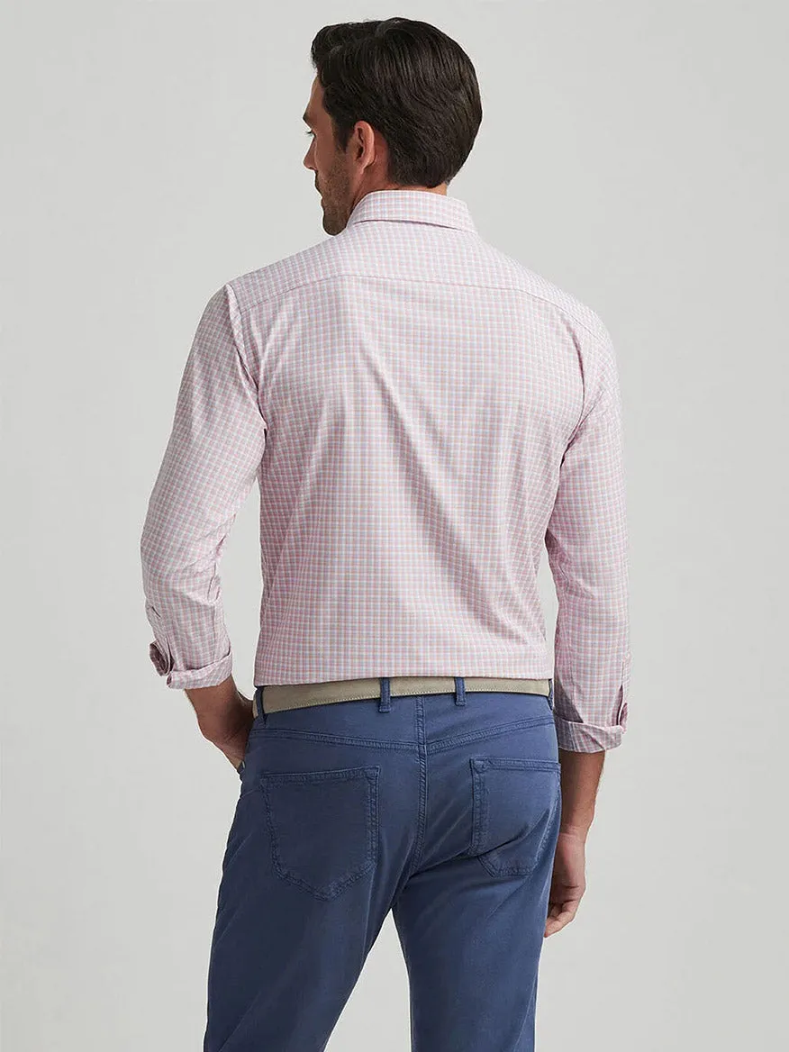 Peter Millar Mingus Performance Poplin Sport Shirt in Pink Crepe