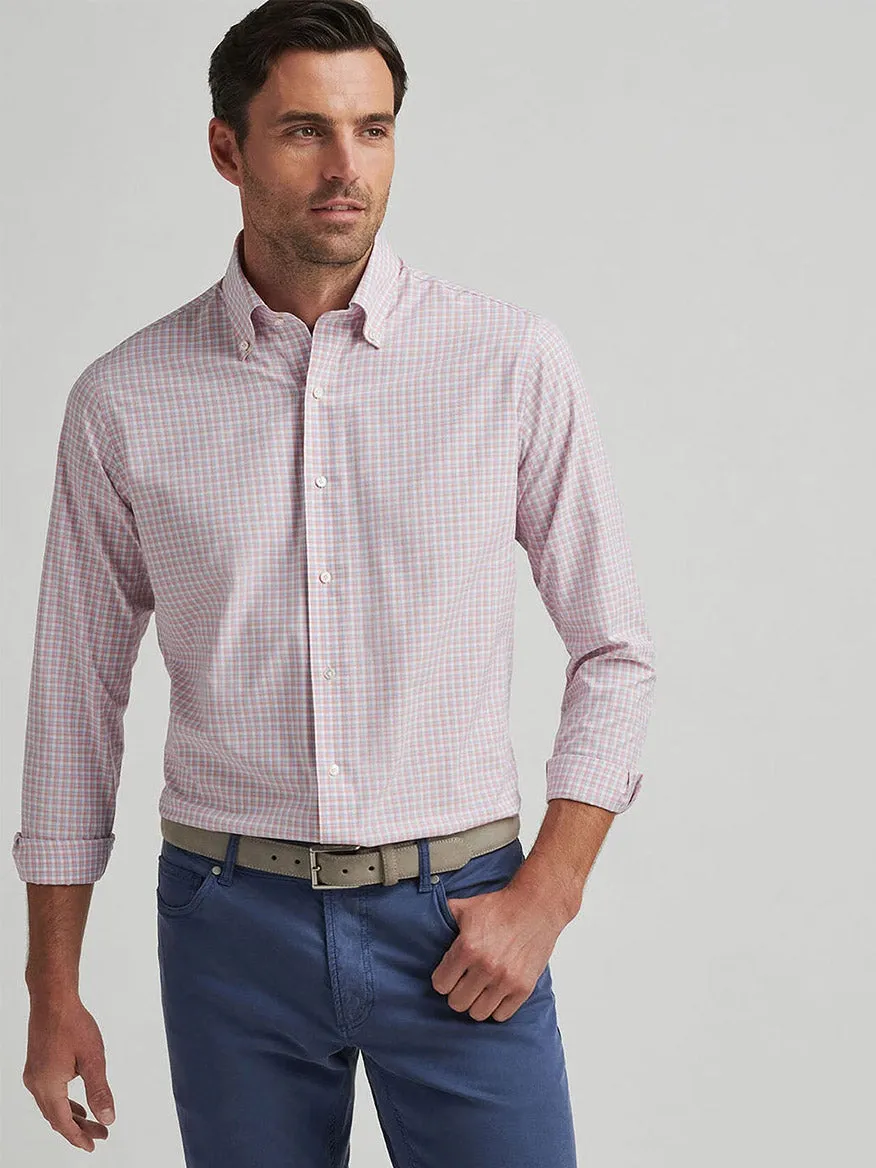 Peter Millar Mingus Performance Poplin Sport Shirt in Pink Crepe
