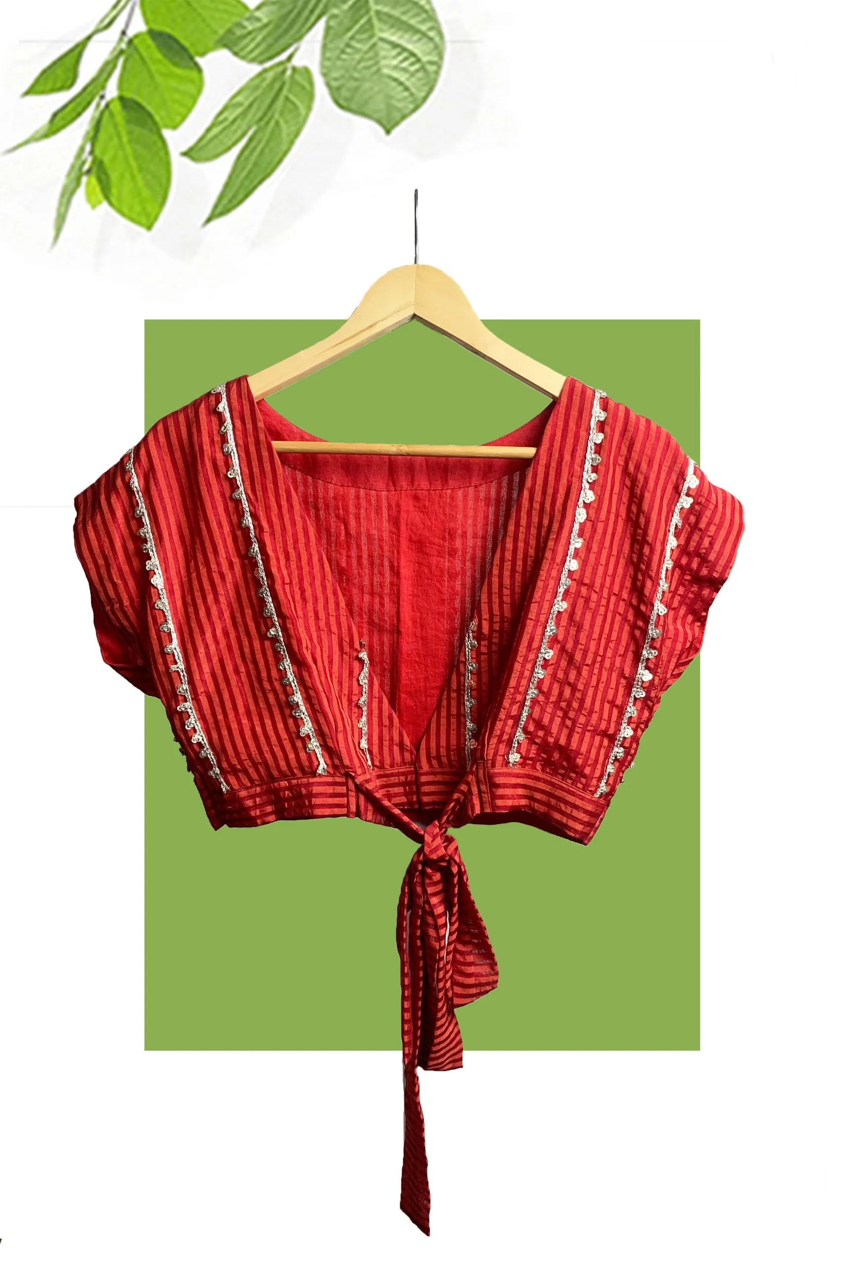 Red silk blouse