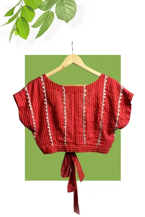 Red silk blouse