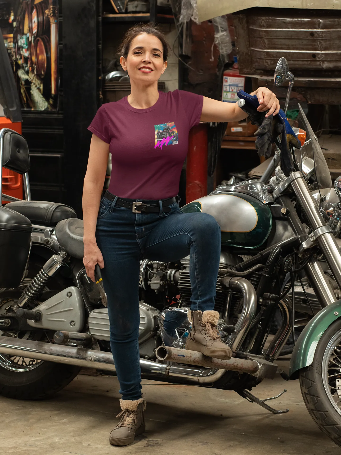 T-shirt Classic Jersey Short Sleeve (Urban Black Motorbike )
