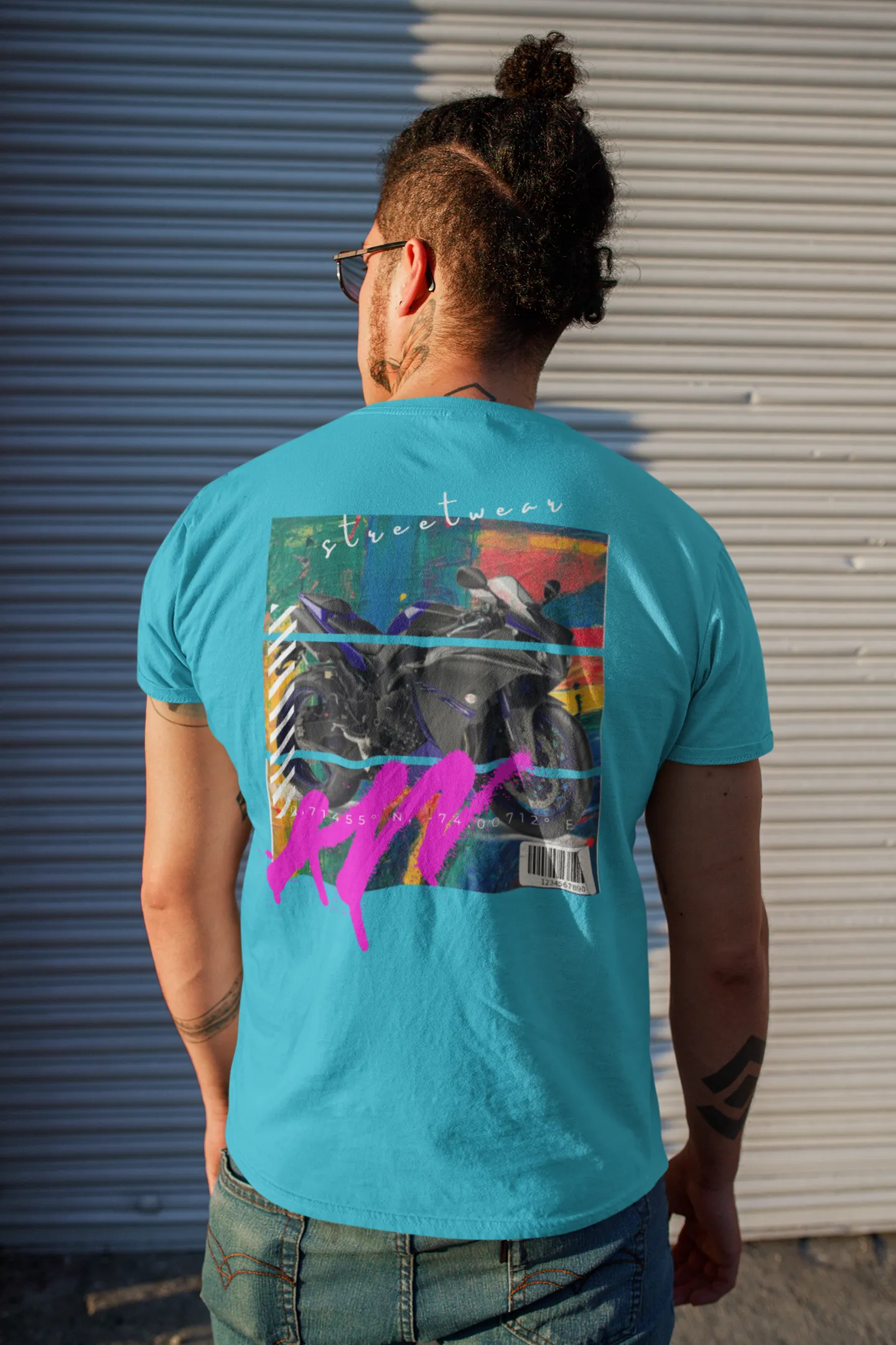 T-shirt Classic Jersey Short Sleeve (Urban Blue Sports Motorbike )