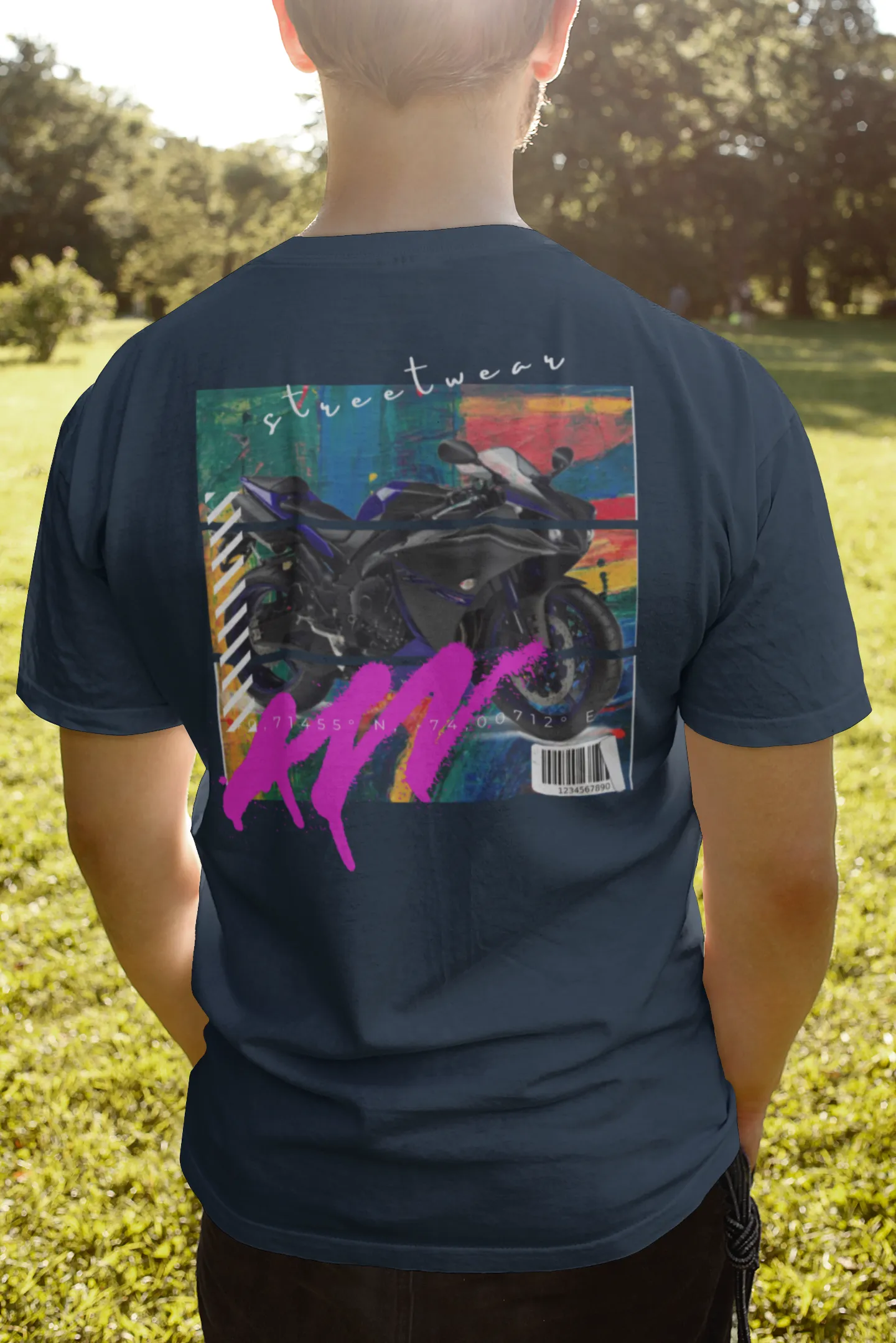T-shirt Classic Jersey Short Sleeve (Urban Blue Sports Motorbike )