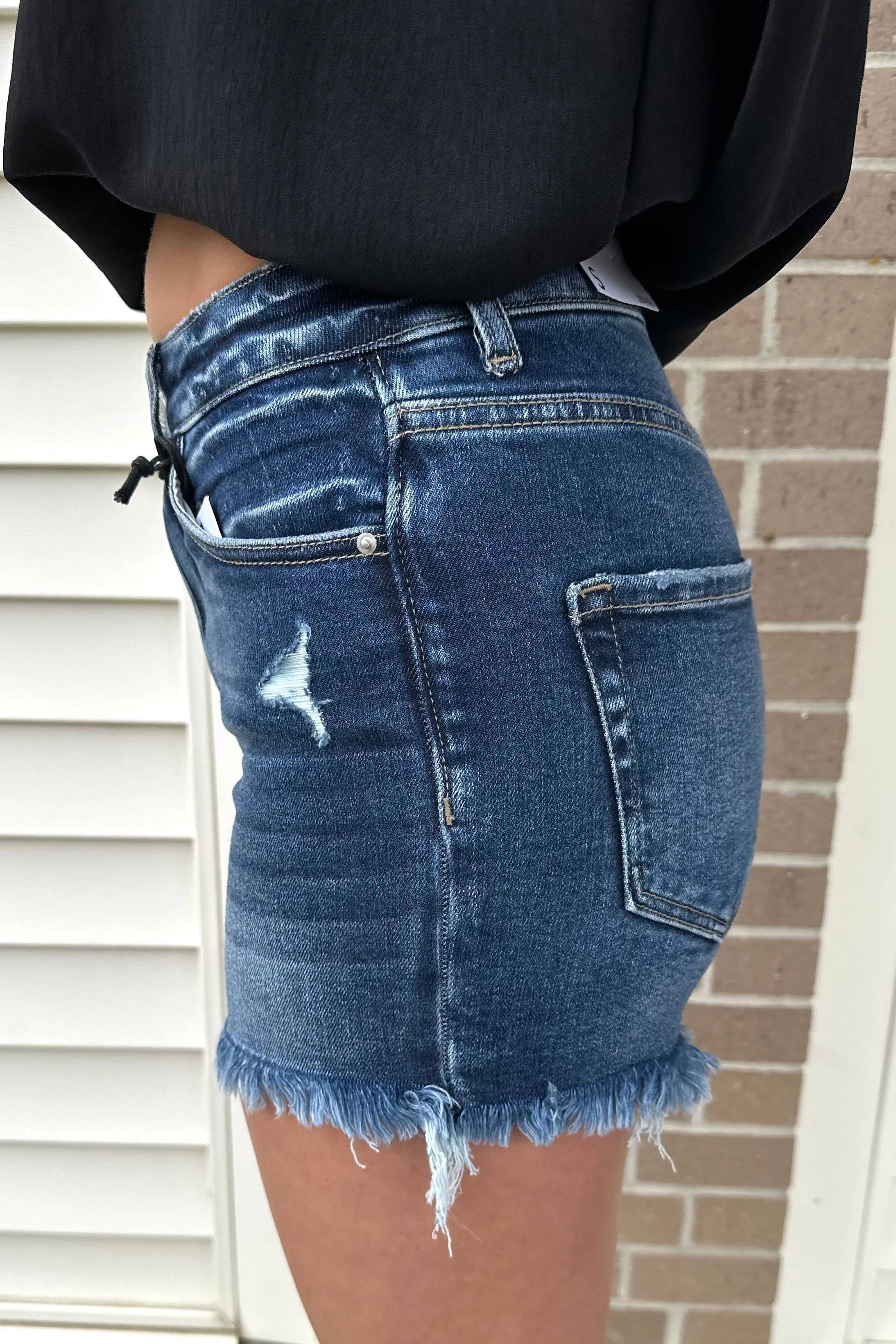 TATE Frayed Ripped Denim Shorts