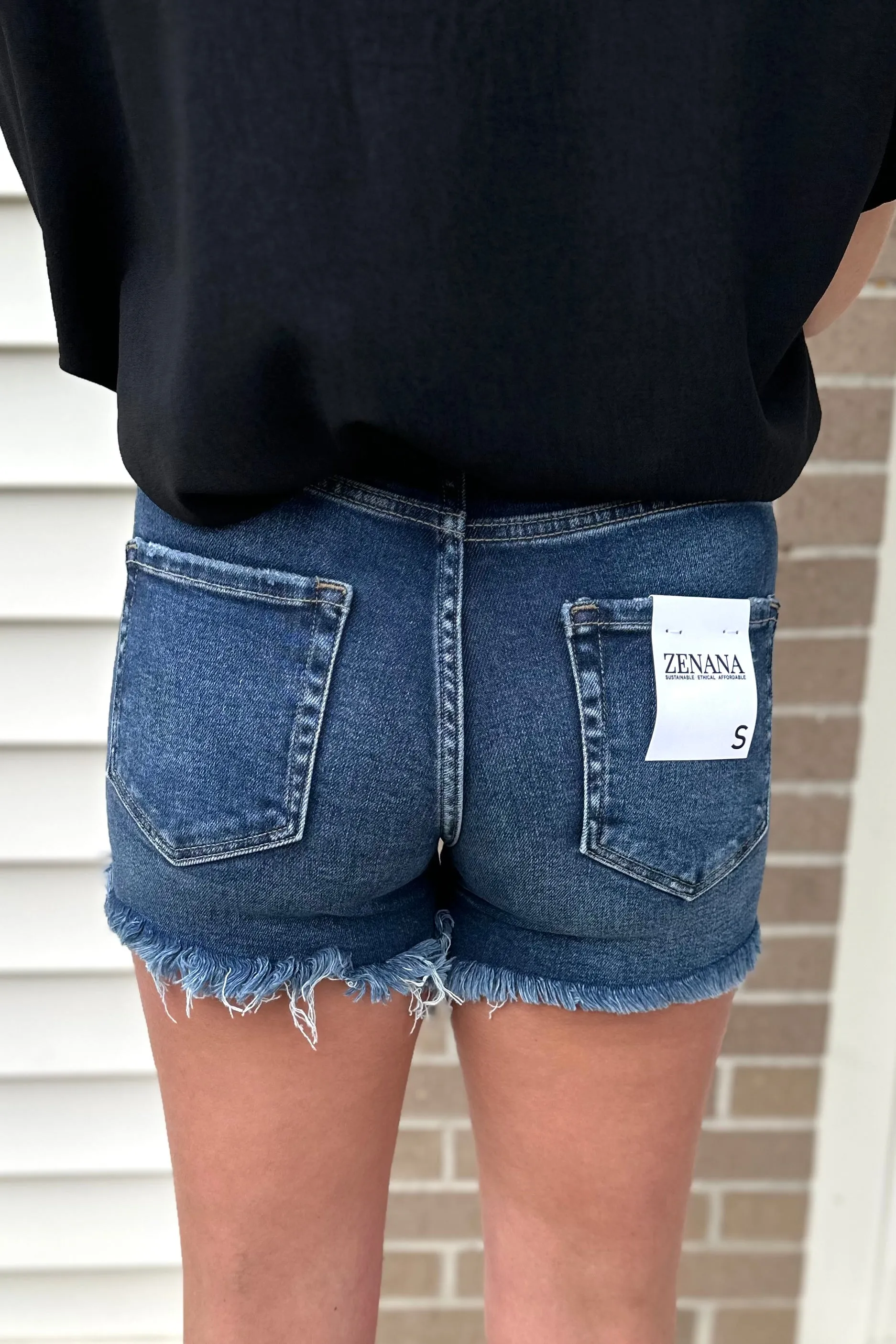 TATE Frayed Ripped Denim Shorts