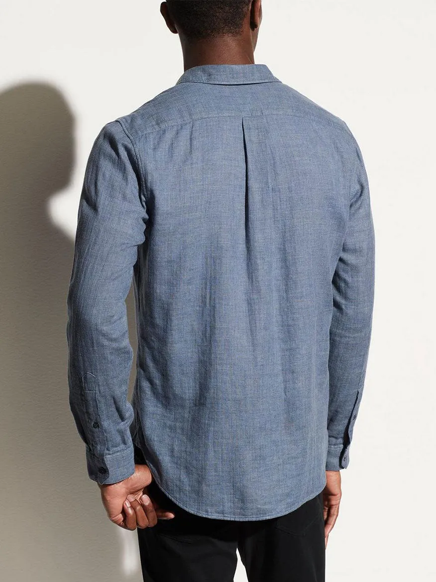 Vince Double Face Long Sleeve Sport Shirt in Chambray