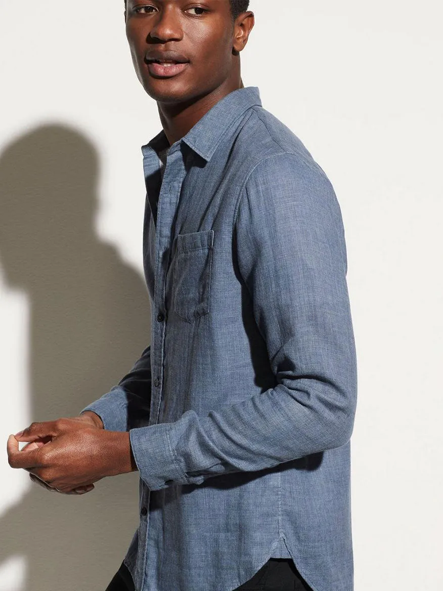 Vince Double Face Long Sleeve Sport Shirt in Chambray