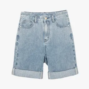 Washed Blue High Waist Denim Shorts