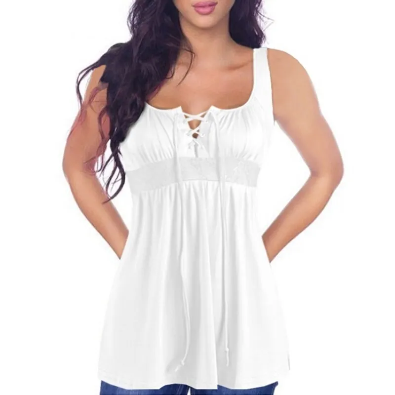 Wenkouban Women Casual  New Summer Sleeveless V-Neck High Waisted Shirts Tanks Top Mujer Purple Plus Size 5XL Solid Criss Cross Tank Tops